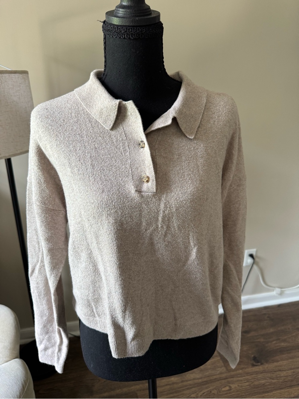 GAP Neutral Beige Polo Knit Top
